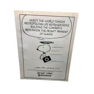 1985 Metropolitan Life Get Met It Pays Snoopy Shultz Original Print Ad